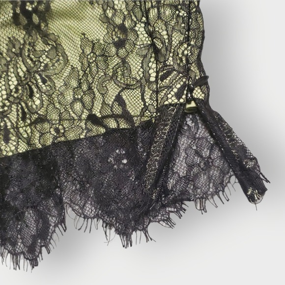 Cider Green Black Lace Flare Long Bell Sleeve Crop Top Fairycore Goth Large - Picture 7 of 12